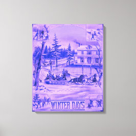 En blå tonad bildskärm 1800-talets vinter canvastryck