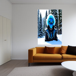 En blå utlänning och mycket snö | AI Art Poster