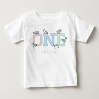 EN blå whimsical söt liten pojke ankor ankungar Tee