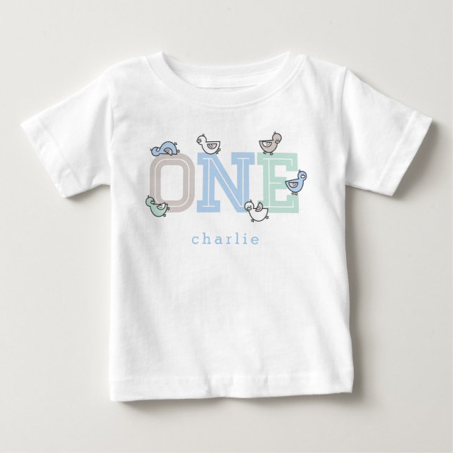 EN blå whimsical söt liten pojke ankor ankungar Tee (Framsida)