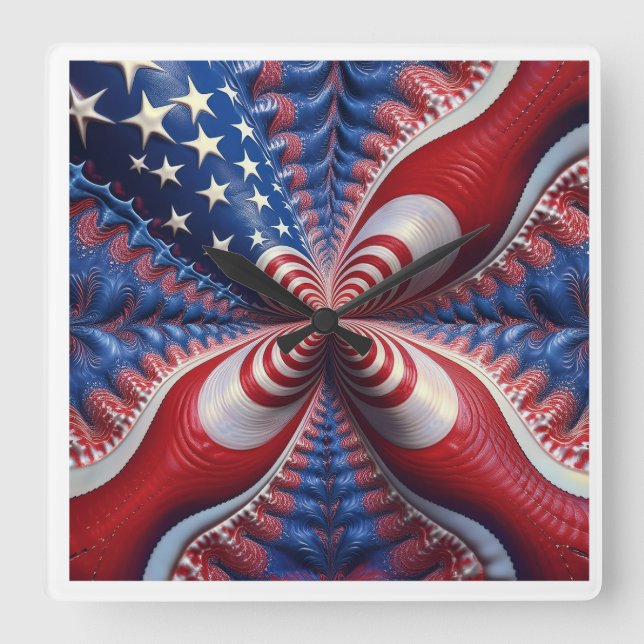 En blandning av den amerikanska Flagga och ett frä Fyrkantig Klocka (Framsida)