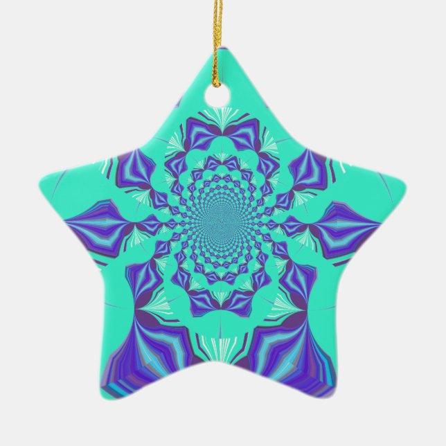 En blandning av Kaleidoscope och Mandala Art! Julgransprydnad Keramik (Framsidan)