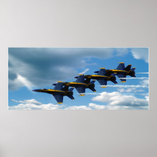 En blått görar strimmig poster