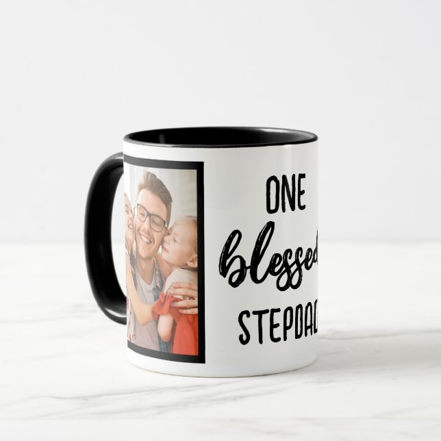 En blended Stepdad | Modern Fars dag-foto Mugg (Framsida vänster)