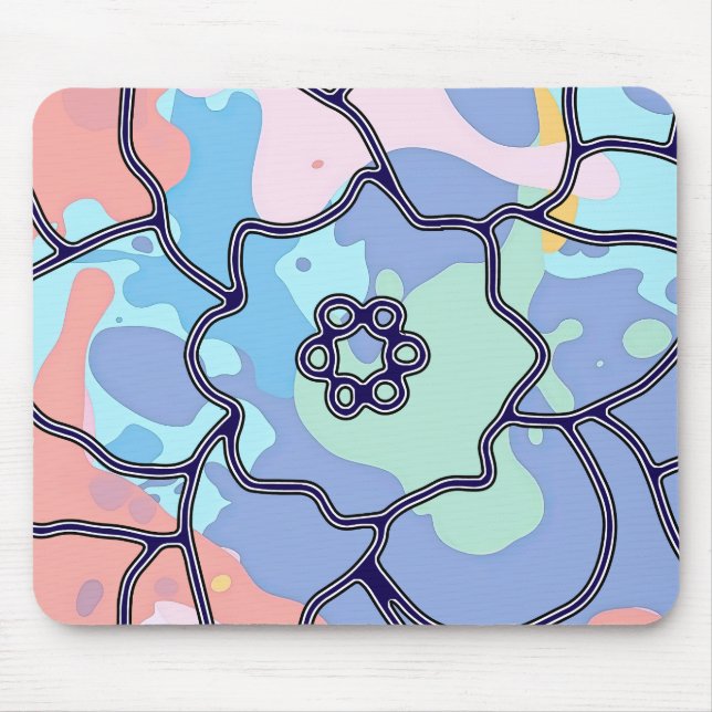 En blomma av färgfläckar musmatta (Framsidan)