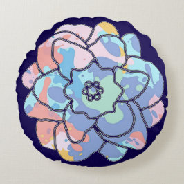 En blomma av färgfläckar rund kudde