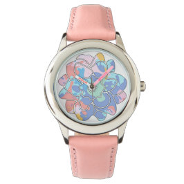 En blomma gjord av färgfläckar armbandsur