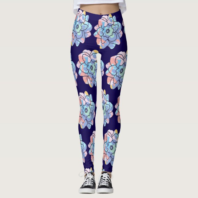 En blomma gjord av färgfläckar leggings (Framsida)