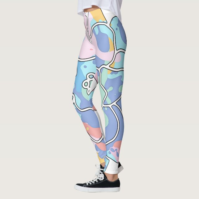 En blomma gjord av färgfläckar leggings (Vänster)