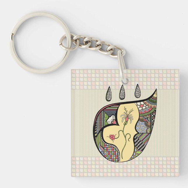 En blomma inom akrylen Keychain (Framsidan)