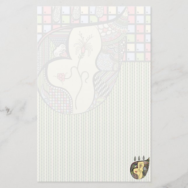 En blomma inom en mall brevpapper (Framsida)