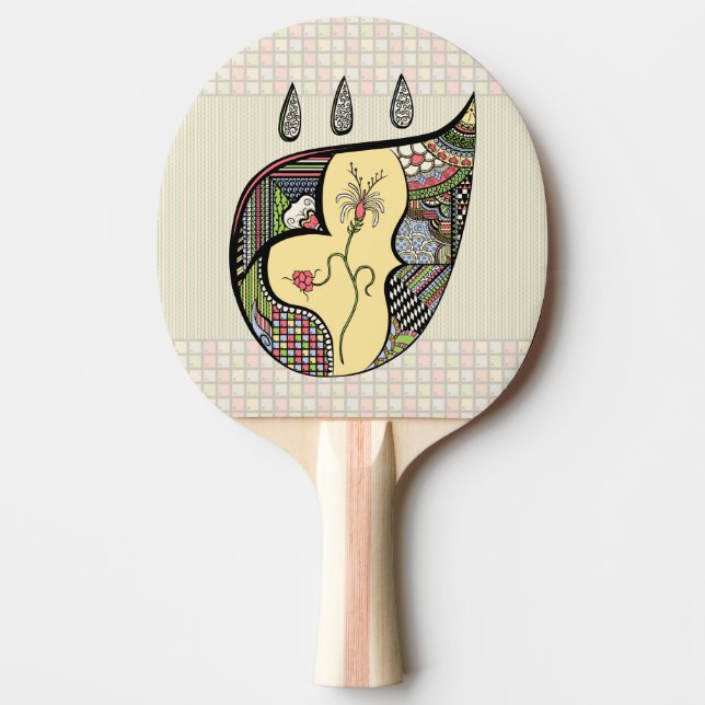 En blomma inom Ping Pong Paddle Pingisracket (Framsidan)