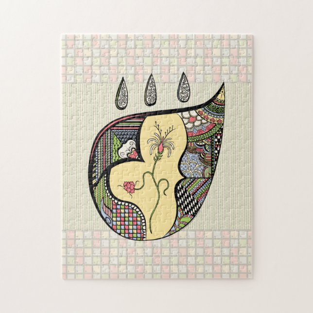 En blomma inuti pussel (Vertikal)