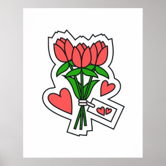 En blomma med ett meddelande från Kärlek Poster