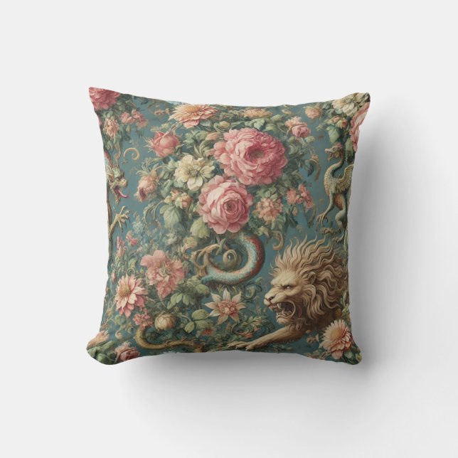 En blommande mythos - Mytical Victorian Design Kudde (Framsida)