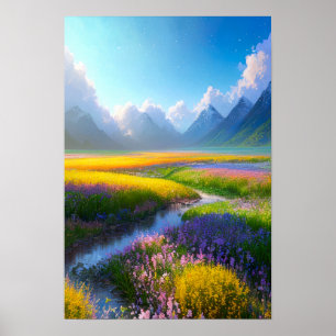 En blommans skönhet i Fält Poster