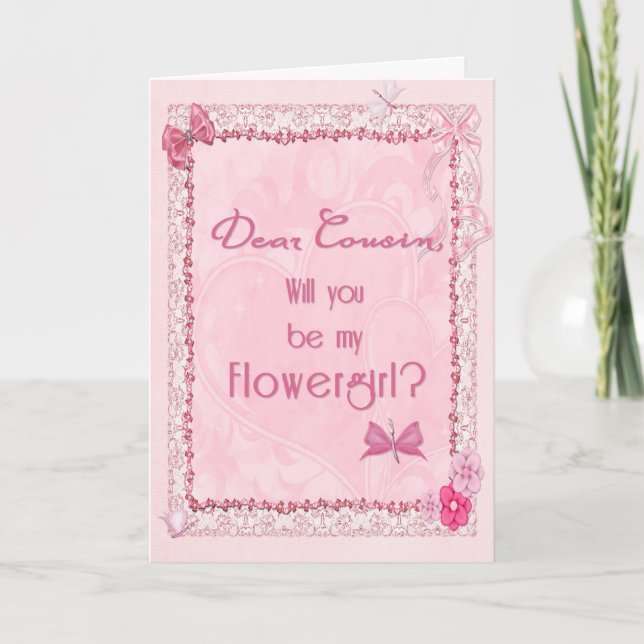 En blommflicka-inbjudan med hantverksutseende tack kort (Framsida)