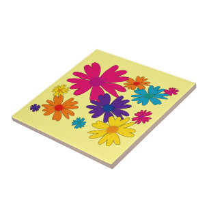En blommigt av daisy blommor kakelplatta
