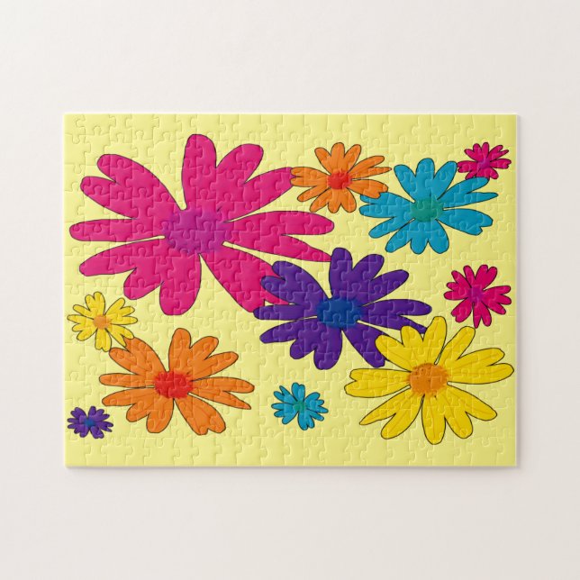 En blommigt av daisy blommor pussel (Horisontell)