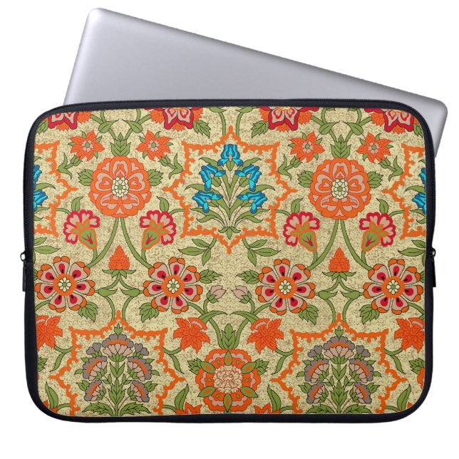 En blommigt som är utformad efter spegel upprepas. laptop fodral (Framsidan)