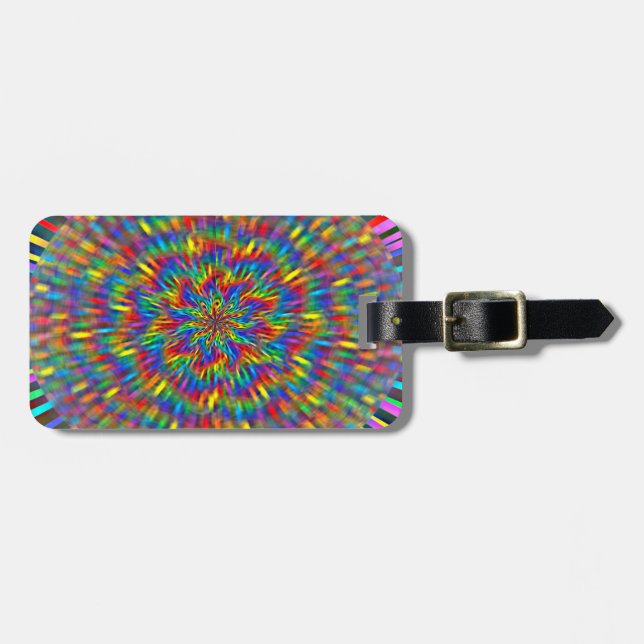 En Blommigt Tie Dye Bagagebricka (Horisontell Framsida)