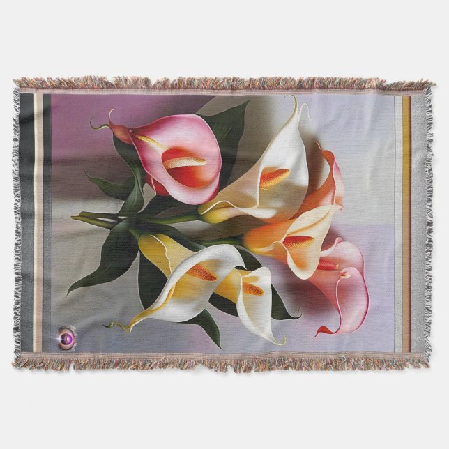 En blomning av kallaliljor i pastellfärger filt (Framsidan)