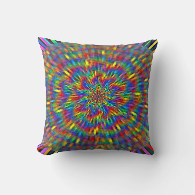 En blomsterfärgad tie-dye-kudde kudde (Framsida)