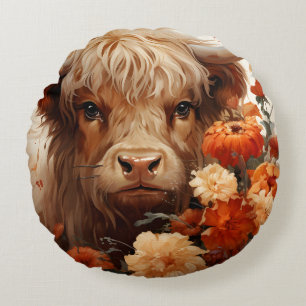 En blomsterliknande Highlandko serie design 1 Rund Kudde
