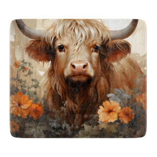 En blomsterrik Highland Cow-seriedesign 2