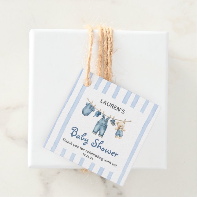En Blue Jean Boy Baby Shower Gåvor Etiketter (På plats)