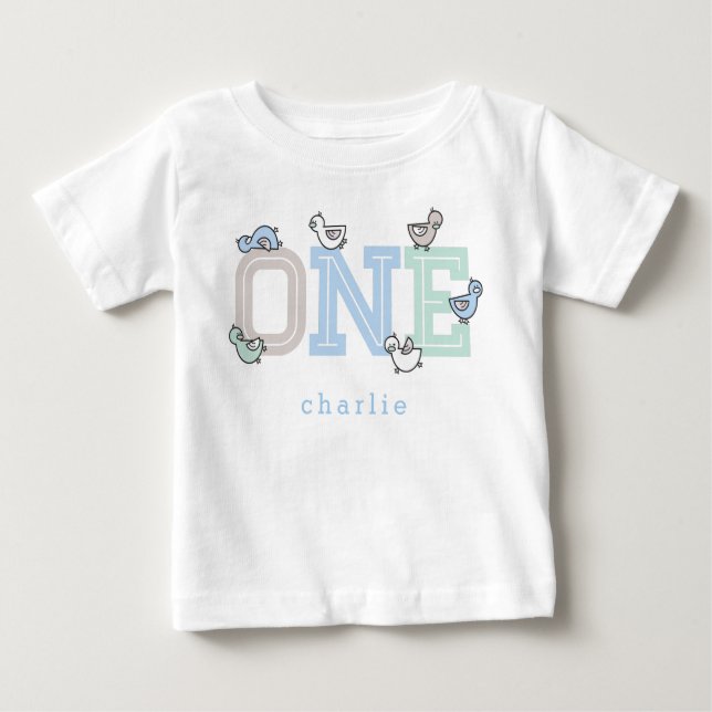 EN Blue Whimsical Cute Pojke Ankor Ducklings Tee (Framsida)