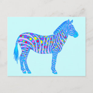 En Blue Zebra Dots Rand Original Pop Art Stil Vykort