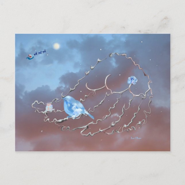 En Bluebird är jul! Helg Vykort (Framsida)