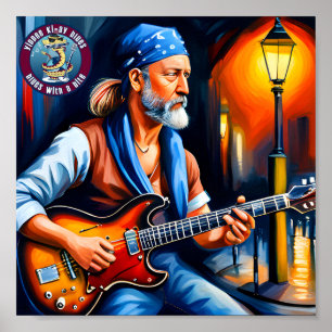 En Blues Man Rocker på gatans hörn Poster
