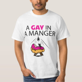 En bög i en Manger värderar T-tröja Tee Shirt