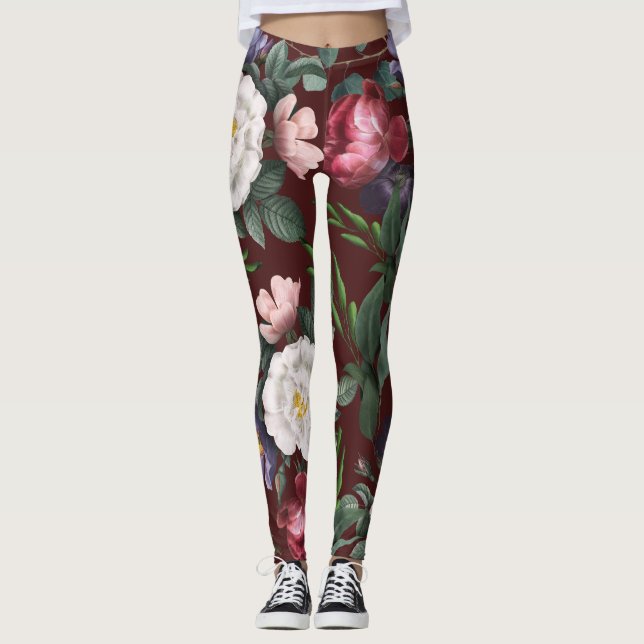 En boho lyxury mönster för musikfestival party red leggings (Framsida)
