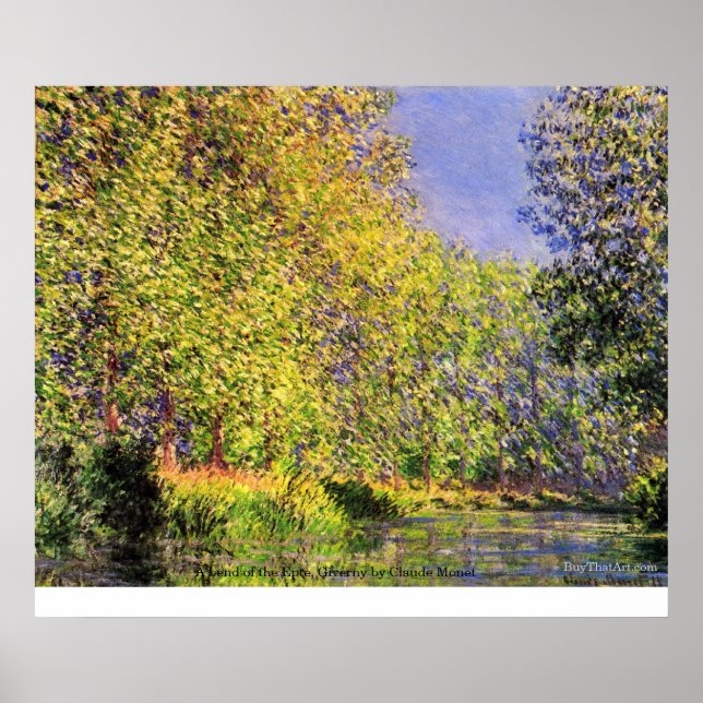 En böjning av Epte, Giverny av Claude Monet Poster (Framsidan)