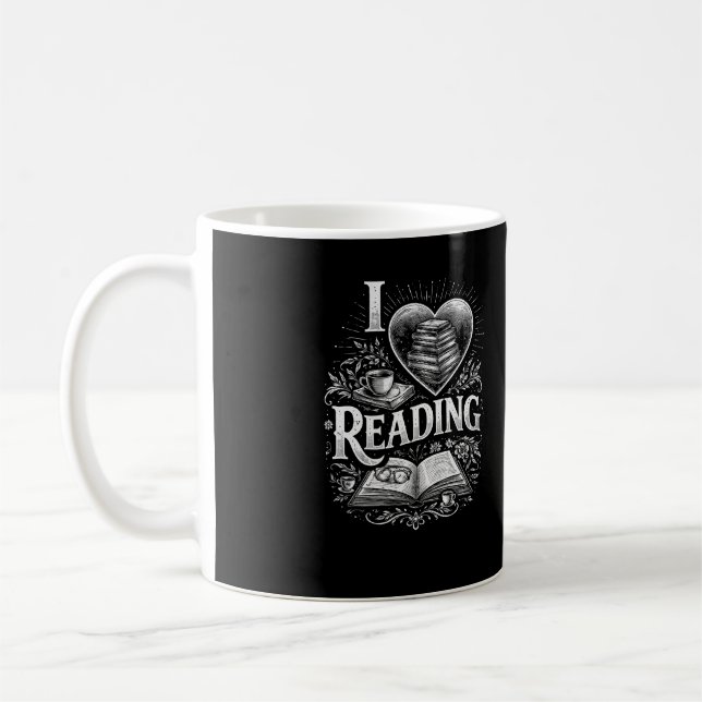 En bokälskares hjärta kaffemugg (Vänster)