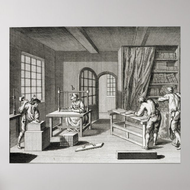 En bokhandlares verkstad, från Encyclopedie des Poster (Framsidan)