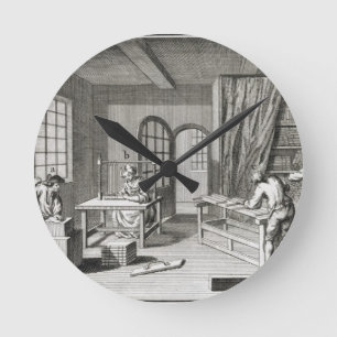 En bokhandlares workshop, från "Encyclopedie des Rund Klocka