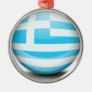 En boll med flagga av Grekland Julgransprydnad Metall