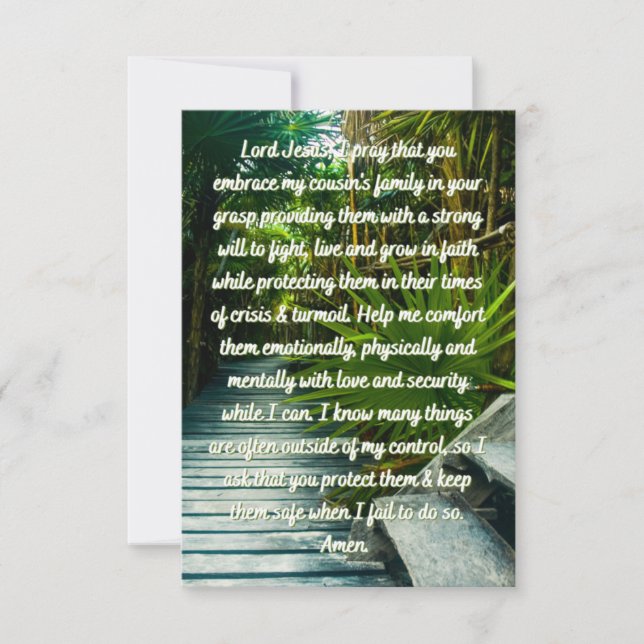 En bön för en kusins familjekort för flata hälsnin kort (Framsida)