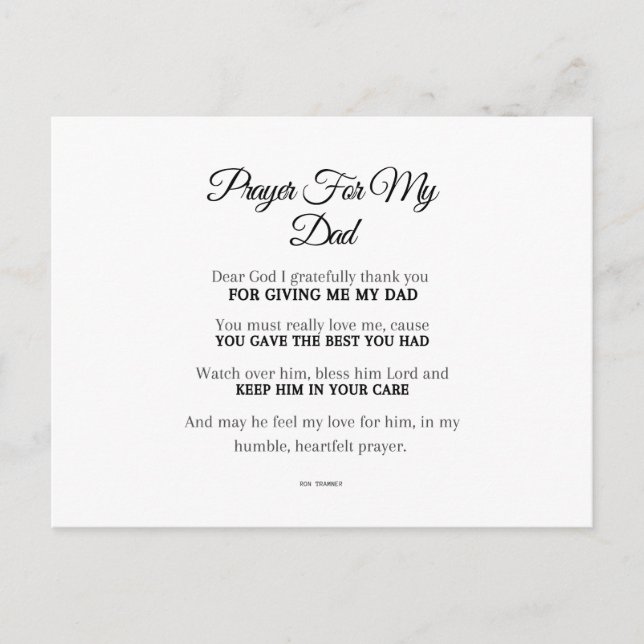 En bön för My Pappa Vykort (Framsida)