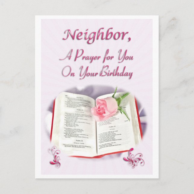 En bön till en granne på hennes födelsedag vykort (Framsida)