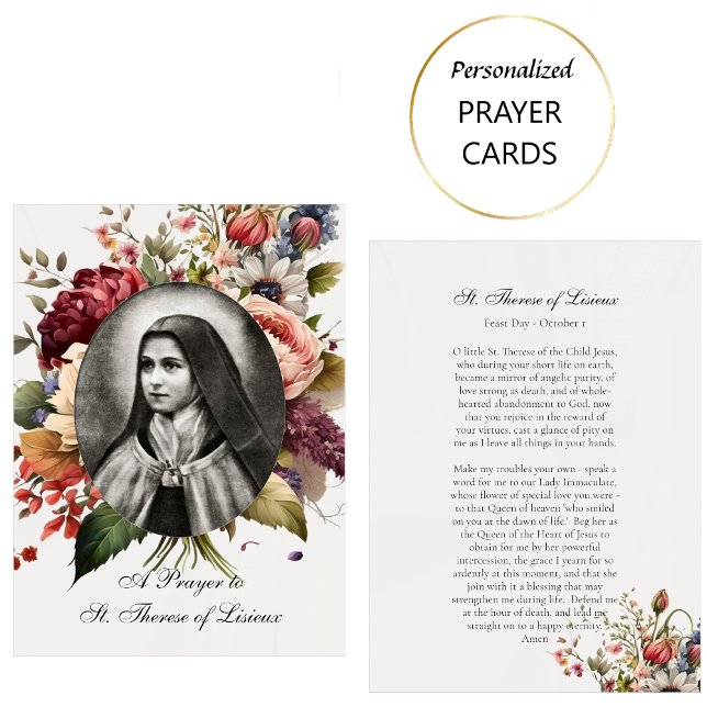 En bön till St. Therese of Lisieux Catholique Card Placeringskort (Skapare uppladdad)