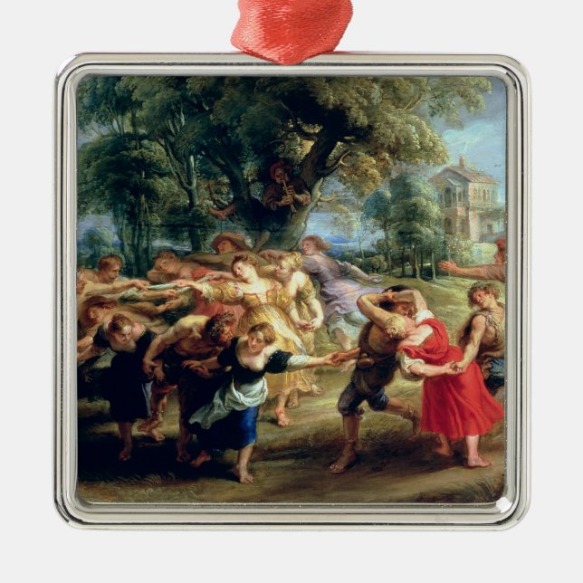 En bondaktig dans, 1636-40 julgransprydnad metall (Framsidan)