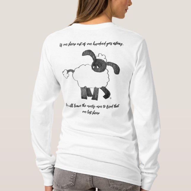 "En Borttappad får" Henely Long-Sleeve Tee-Shirt T Shirt (Baksida)
