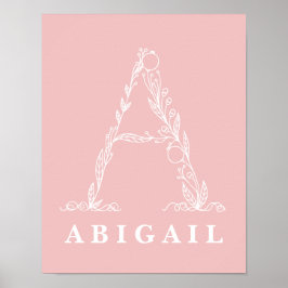 En botanisk Blommigt Monogram Anpassningsbar Nurse Poster