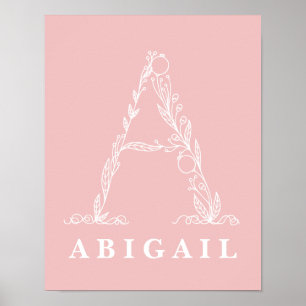En botanisk Blommigt Monogram Anpassningsbar Nurse Poster