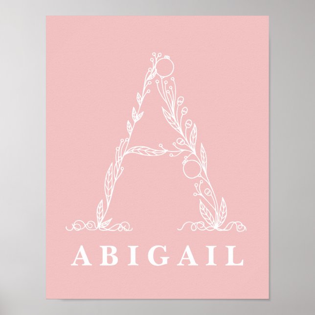 En botanisk Blommigt Monogram Anpassningsbar Nurse Poster (Framsidan)